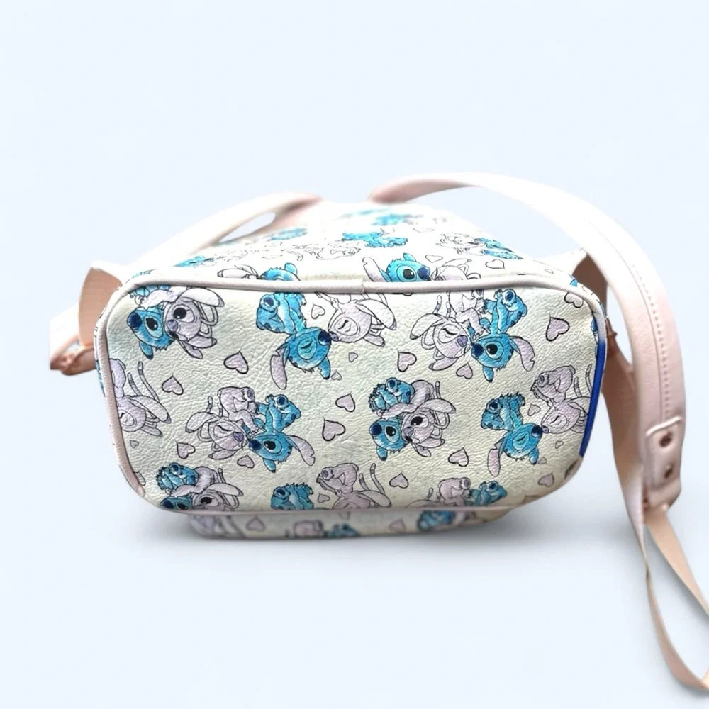 Loungefly Disney Parks Mini Backpack Stitch & Angel Valentines‎ Day Rose Gold